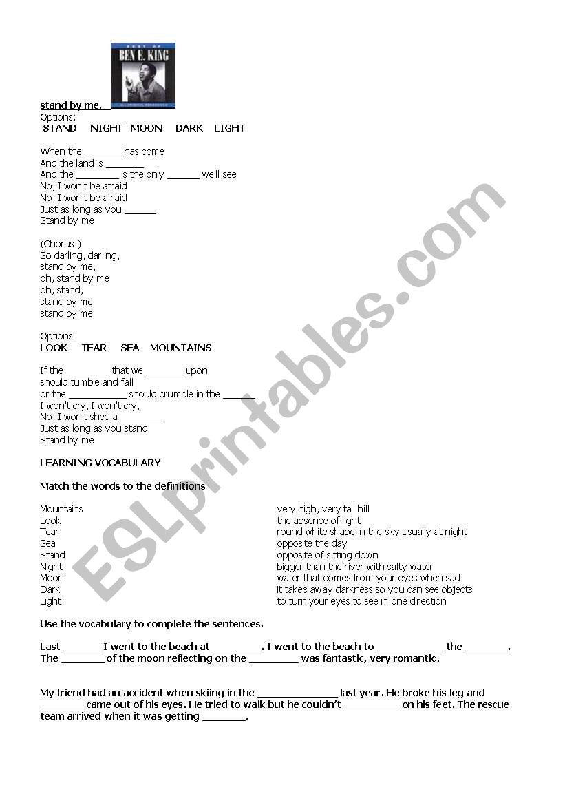 STAND BY ME worksheet