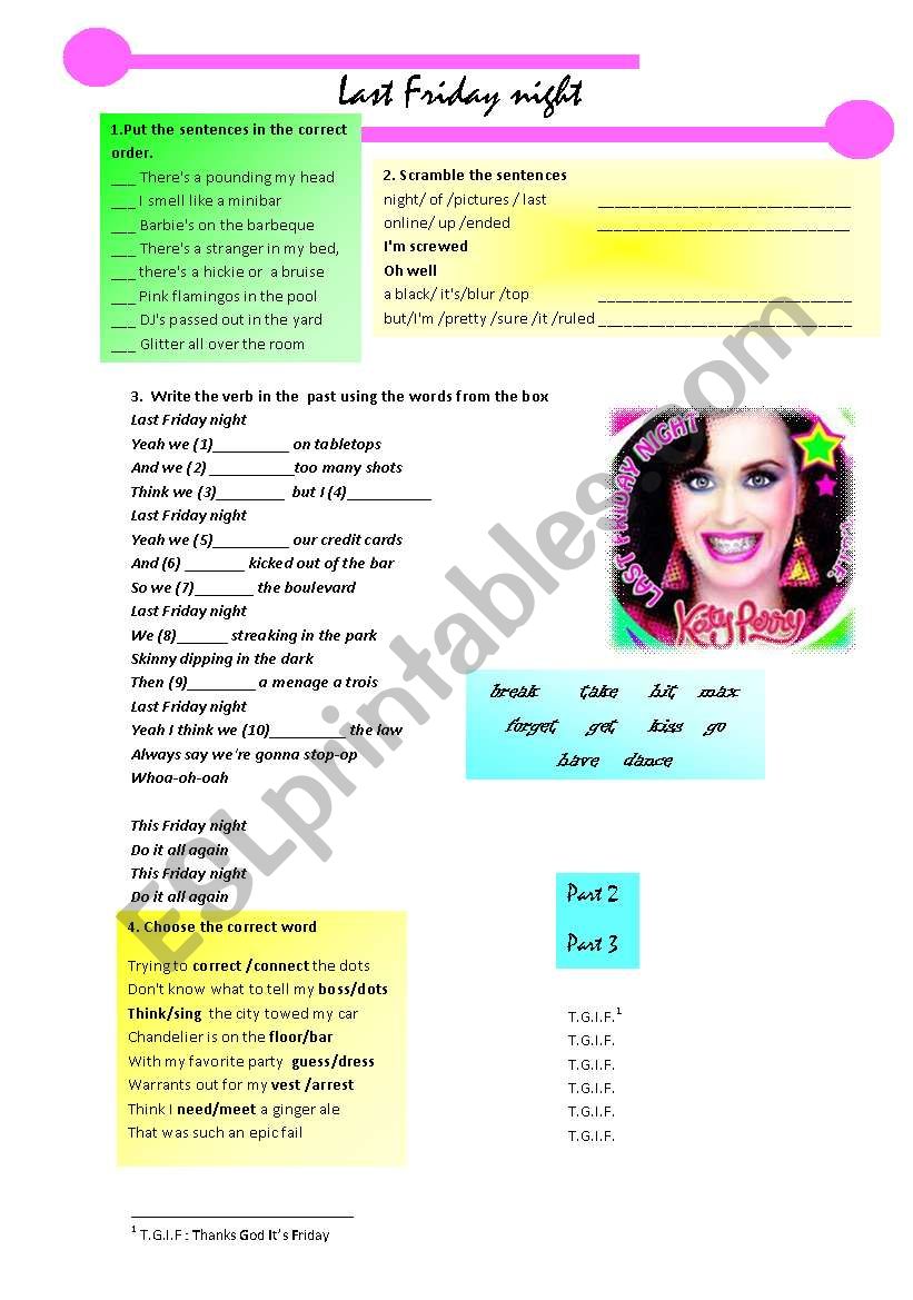 Lats friday night worksheet