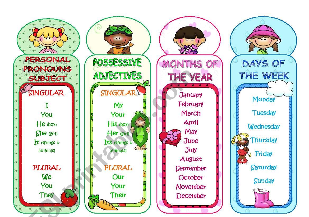 BOOKMARKS (3 pages) worksheet