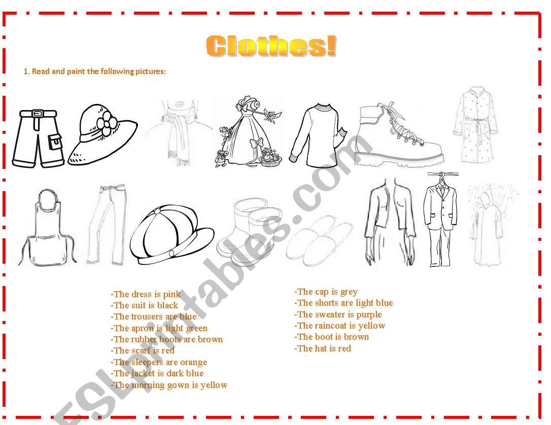 Clothes and Colours. worksheet