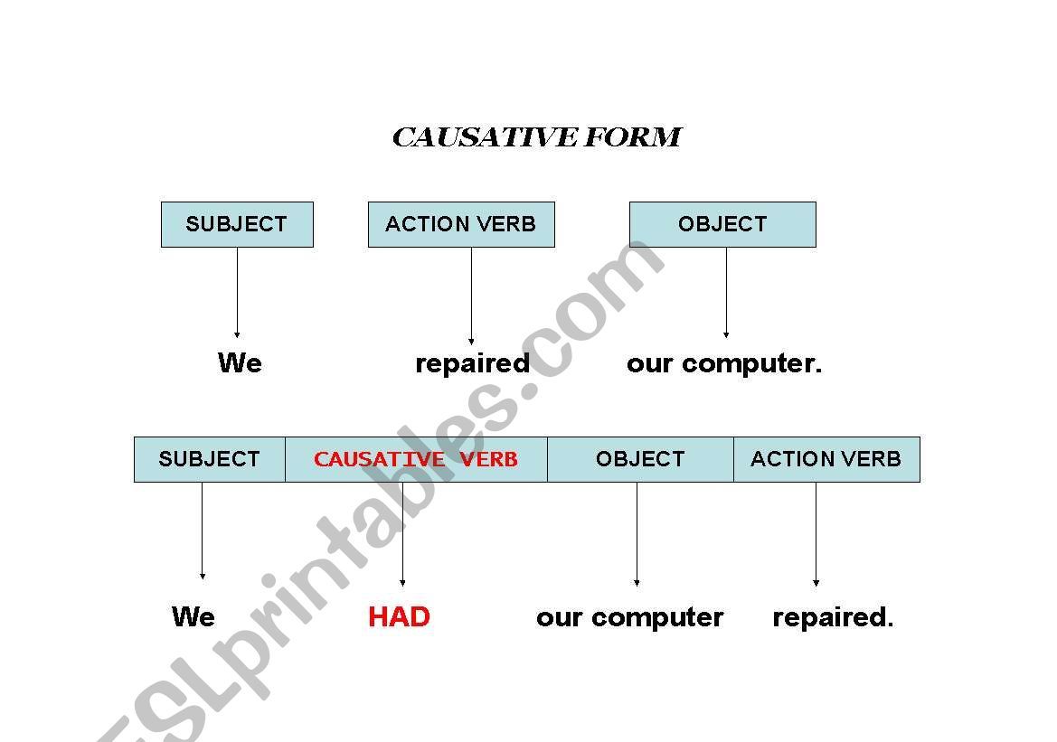 Causative form worksheet