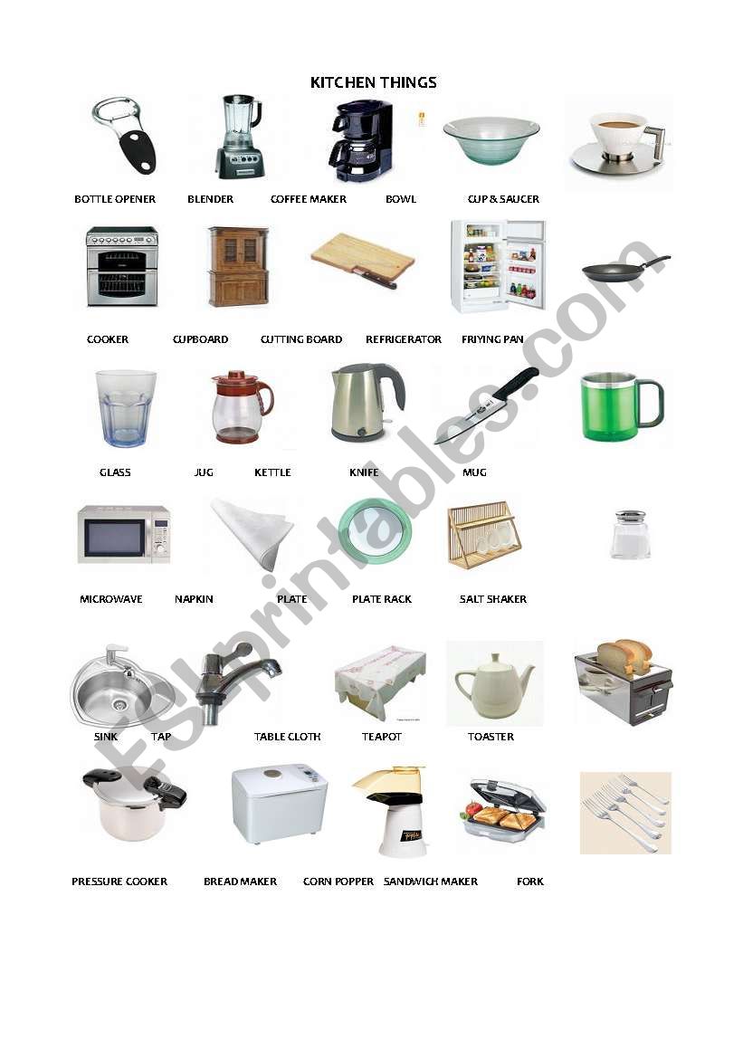 Kitchen things - ESL worksheet by haticegungor