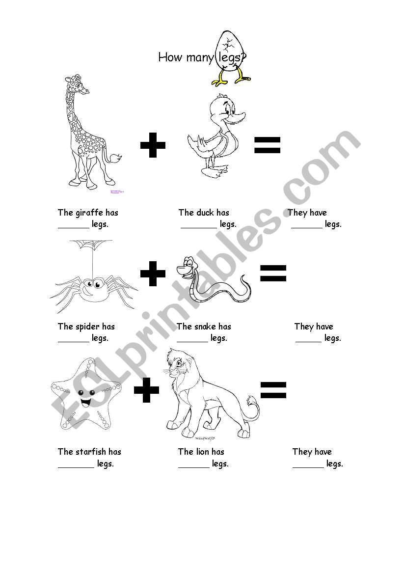 How many legs worksheet