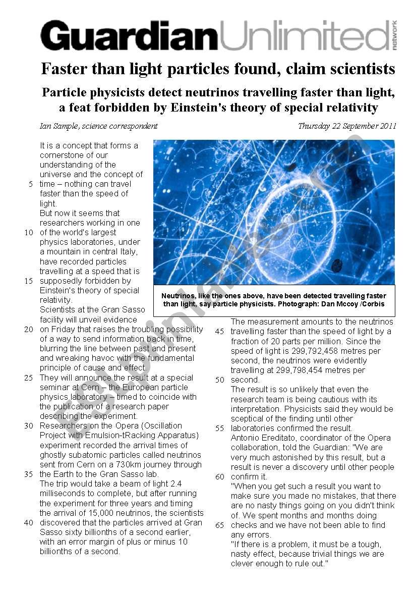 Faster than light particles found, claim scientists