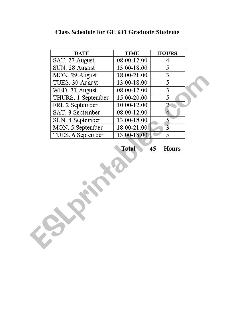 date worksheet