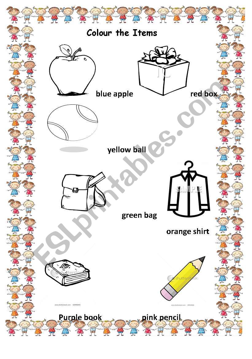 colours and objects worksheet