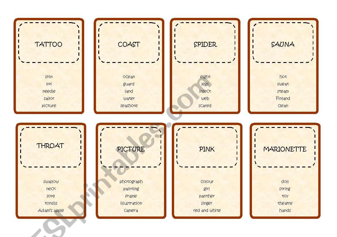Taboo Cards 2 worksheet