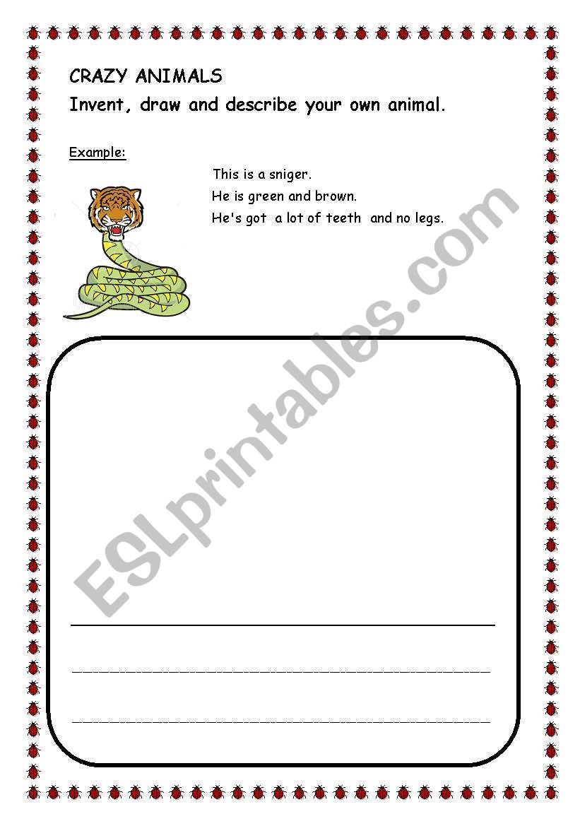 Crazy animals worksheet