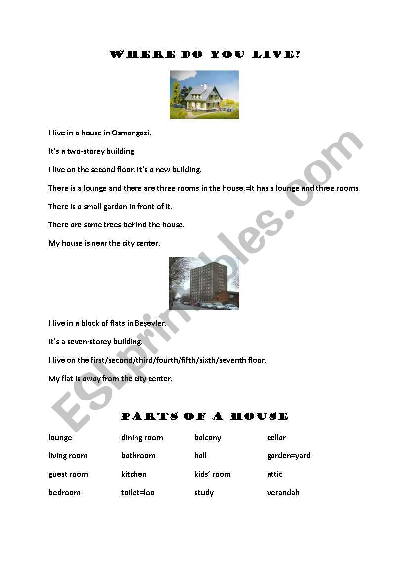 Where do you live? worksheet