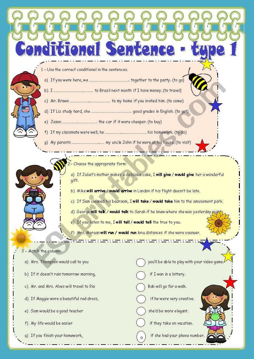 CONDITIONAL SENTENCE TYPE 1 ESL Worksheet By Junior Right