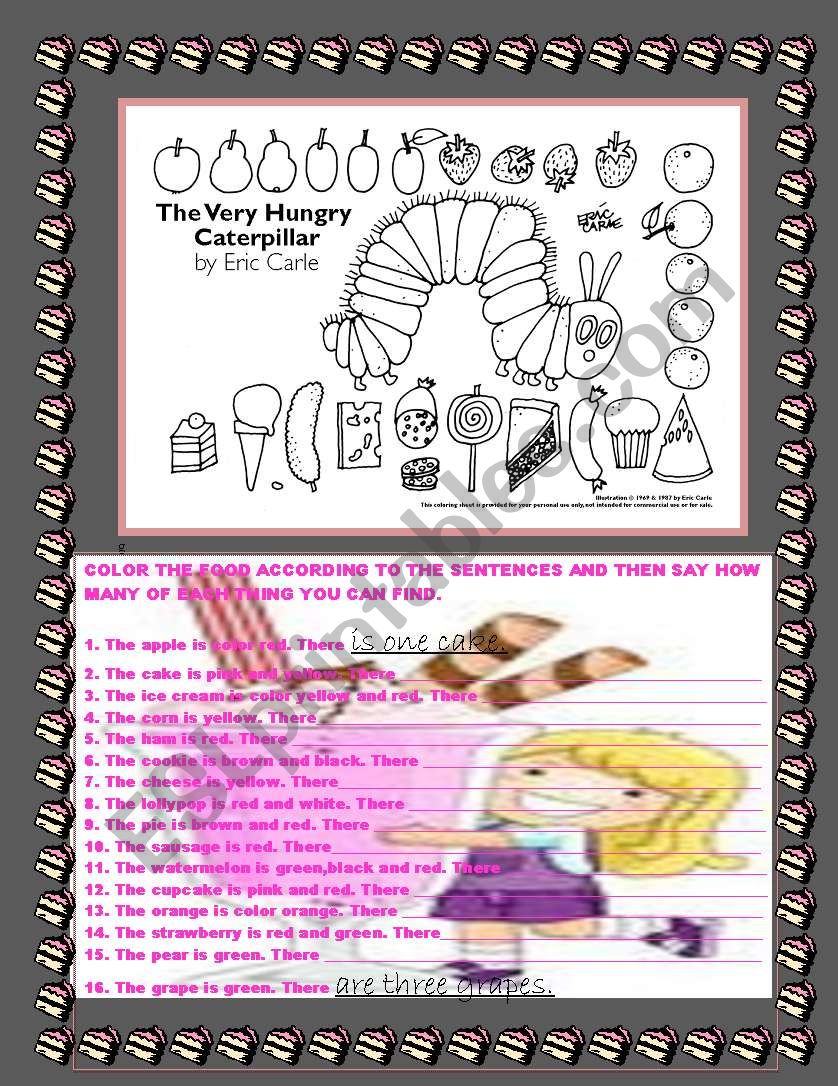 Coloring food  worksheet