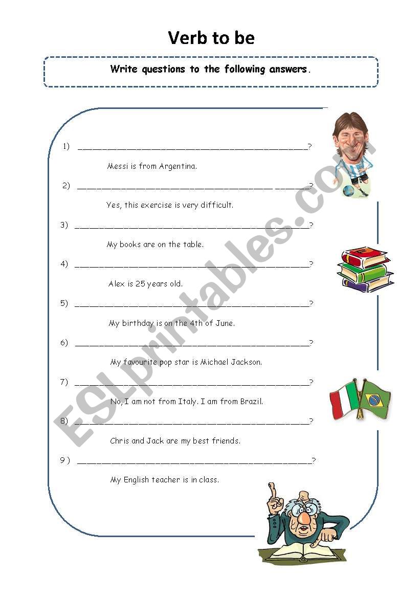 To be questions worksheet