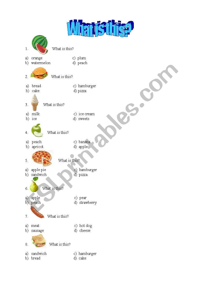 Food test worksheet