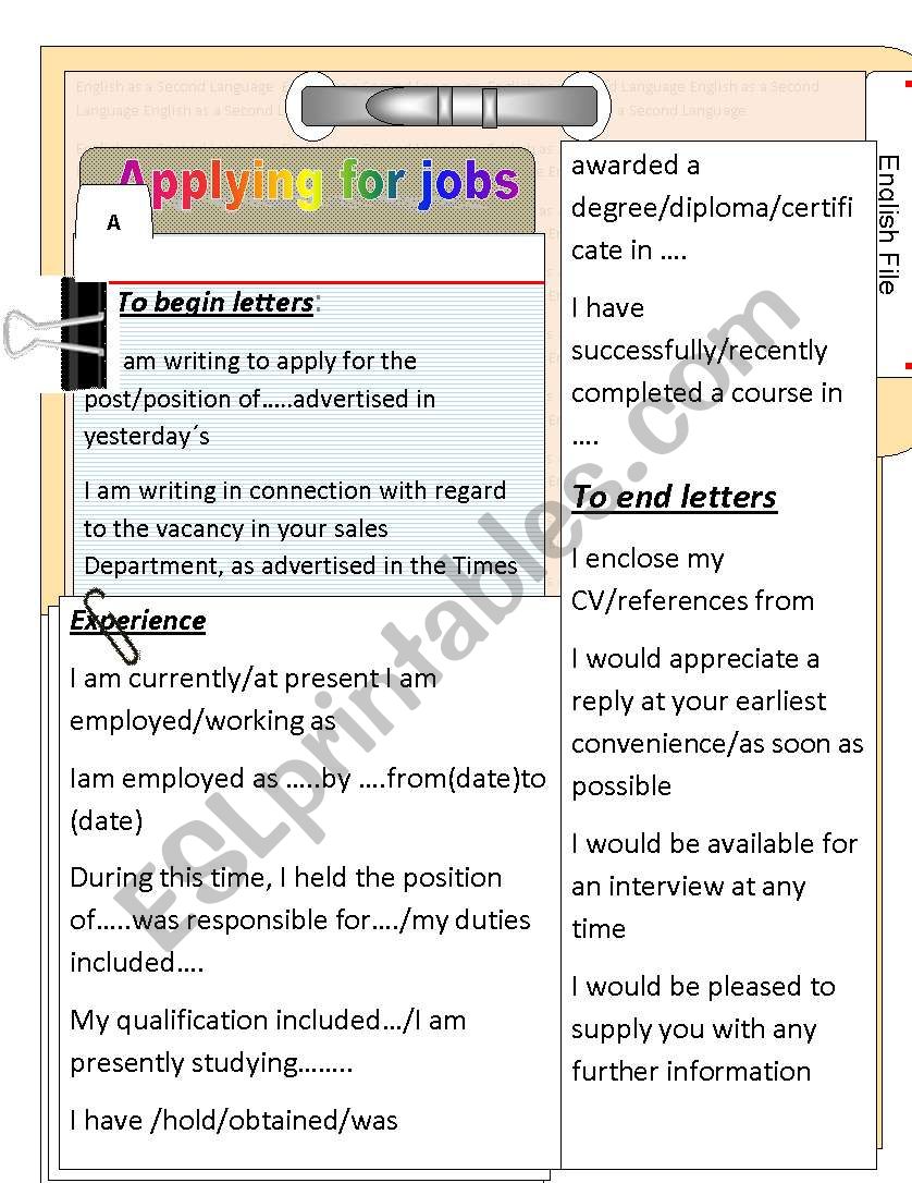 JOBS worksheet