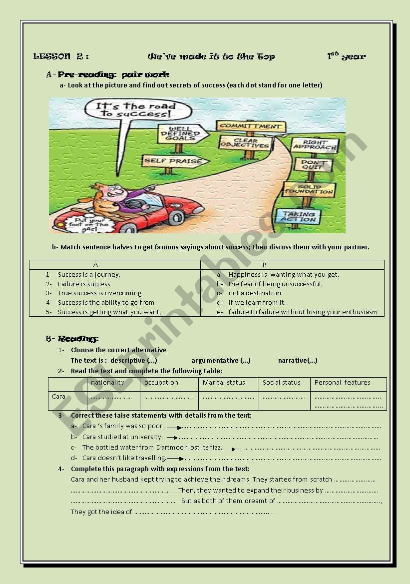 weÂ´ve made it to the top worksheet