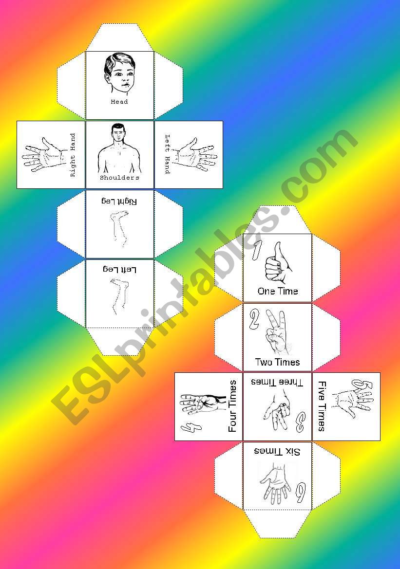 Body parts Cube - part 1 worksheet