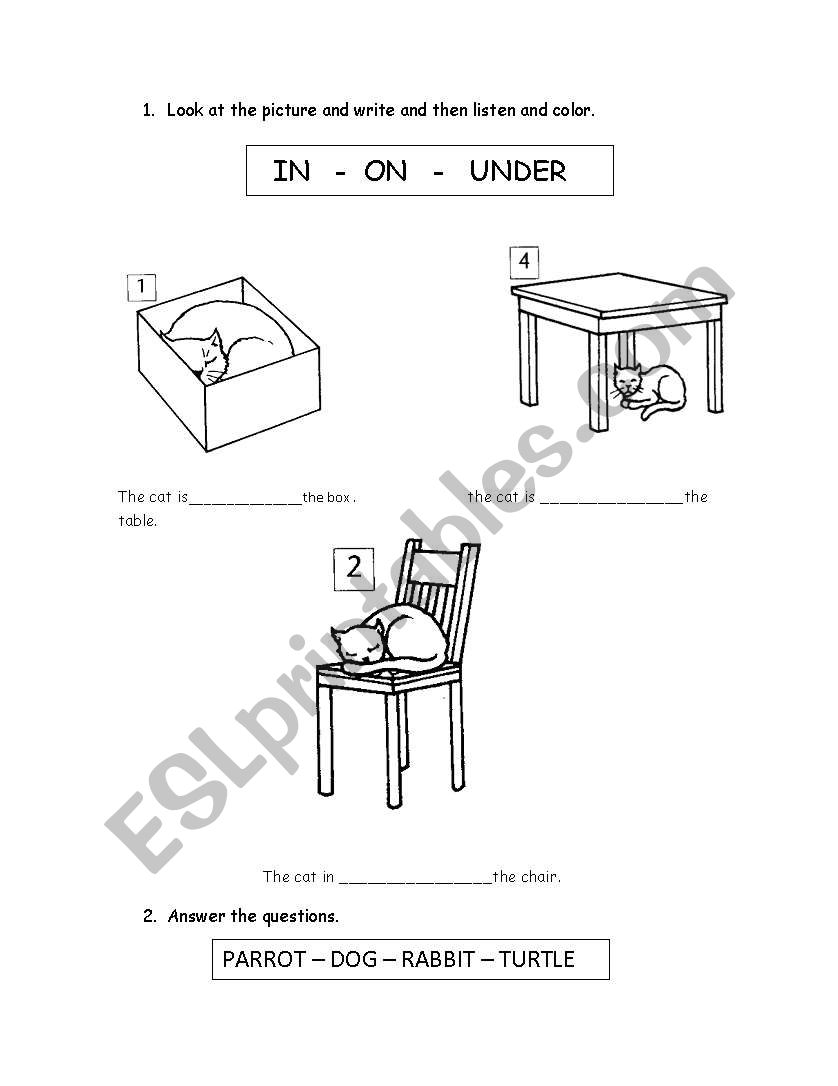 prepositions, jobs and places worksheet