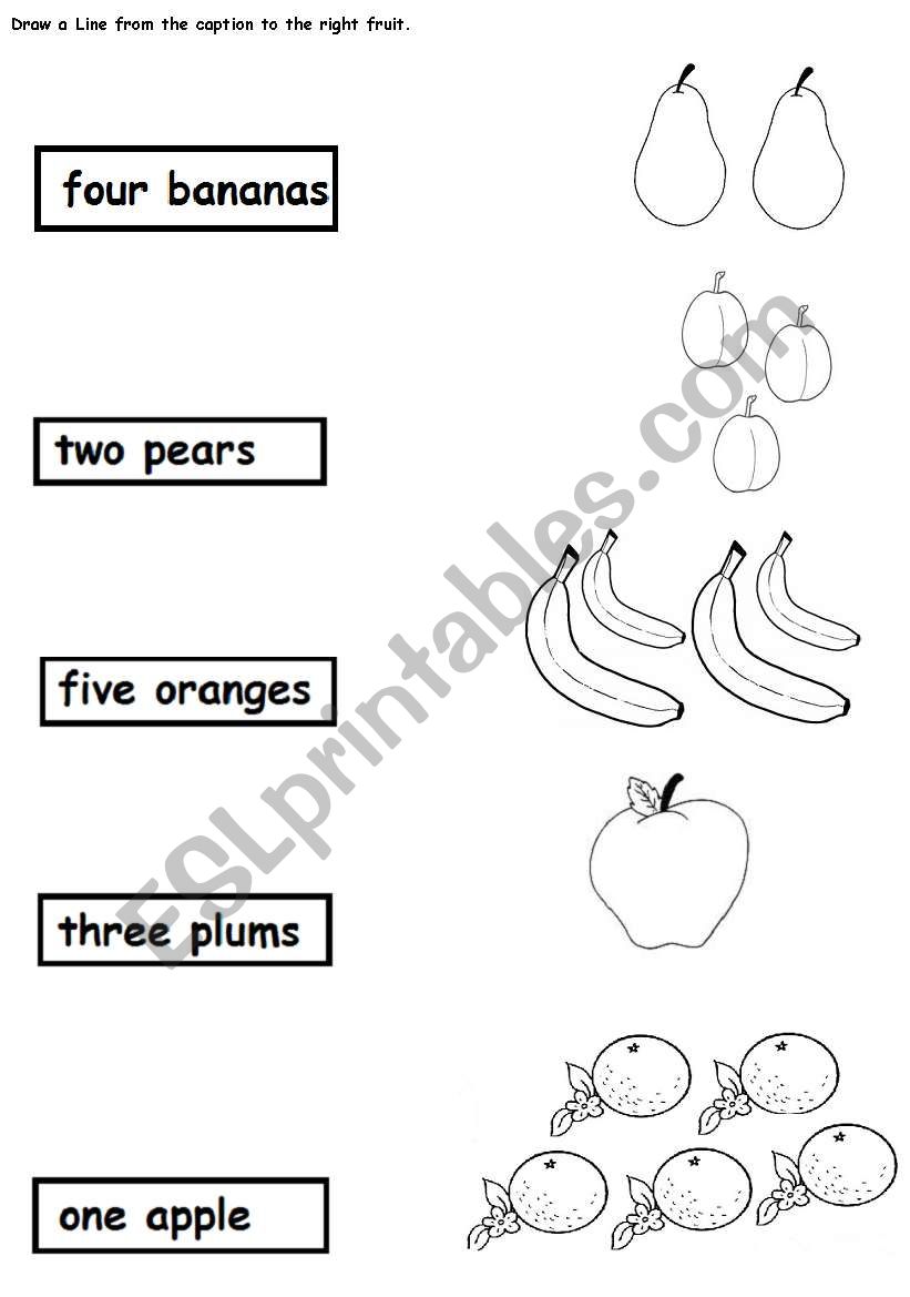 FRUIT AND NUMBERS worksheet