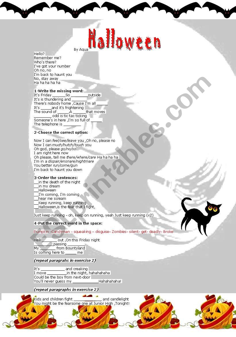 Halloween by Aqua worksheet