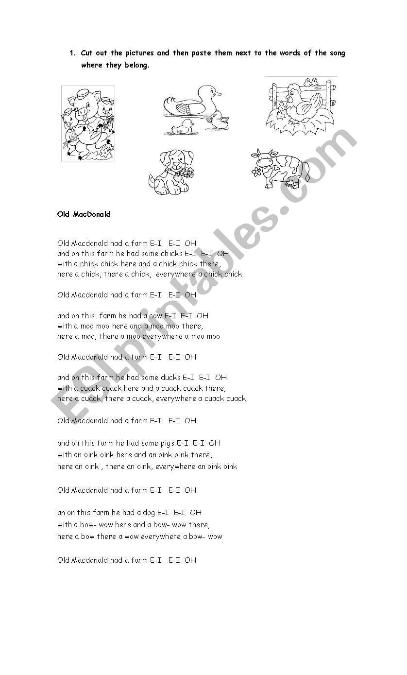 Old Macdonald worksheet