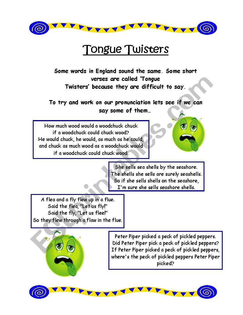 Tongue Twisters worksheet