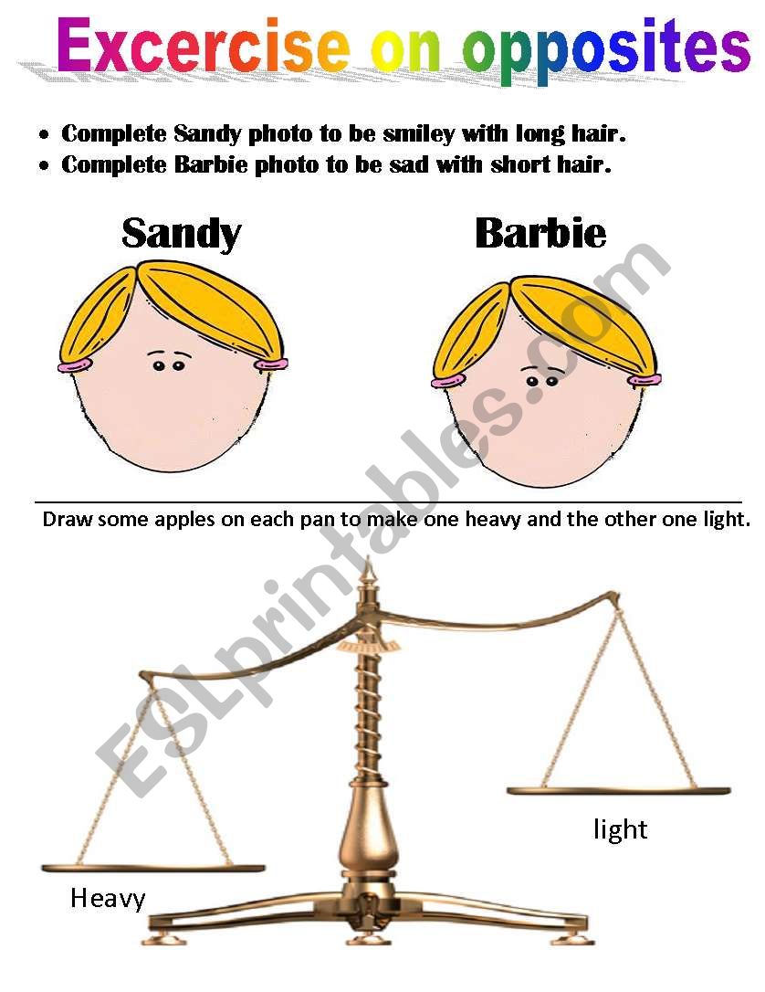 Opposite worksheet worksheet