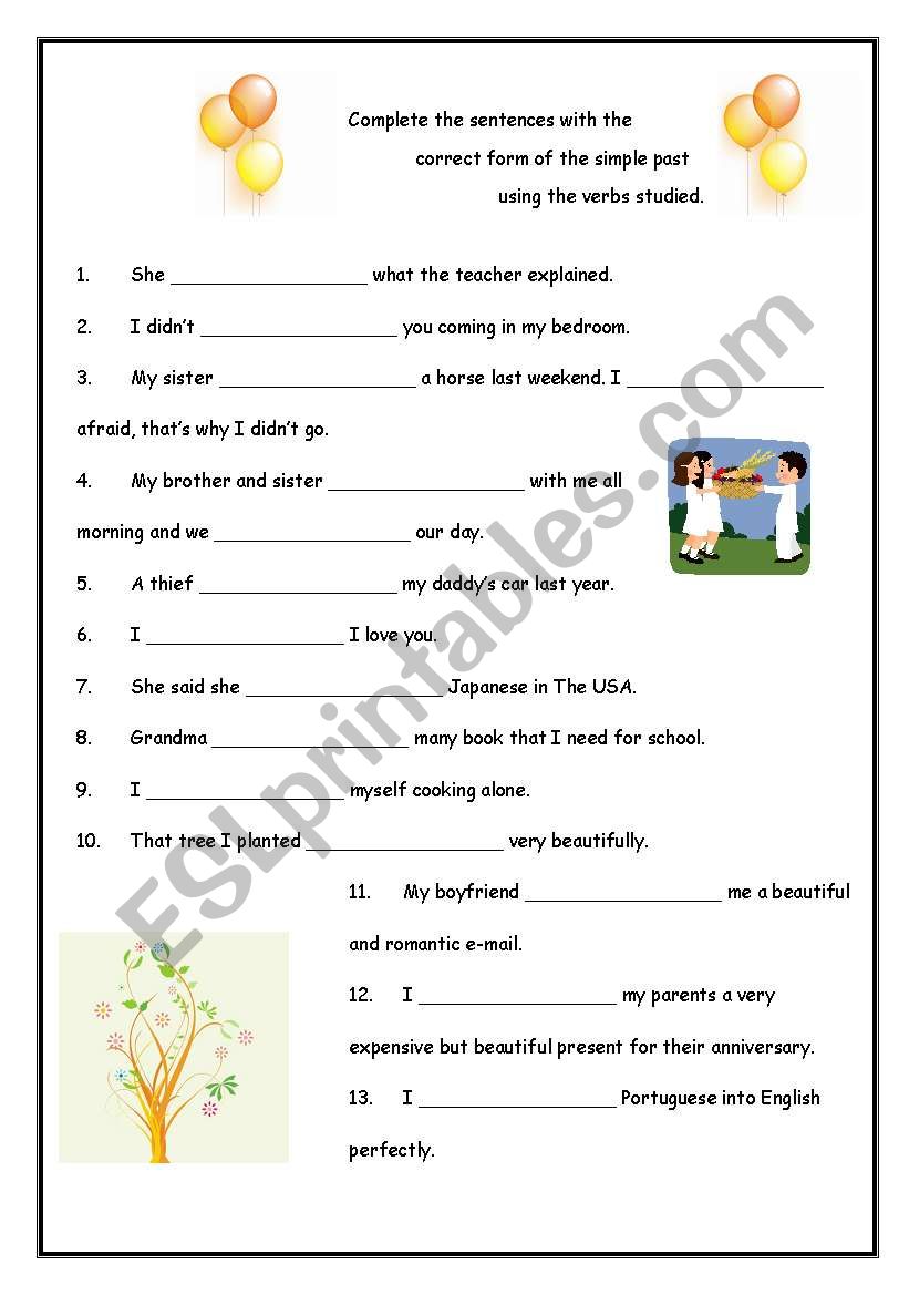 Simple Present to Simple Past criss-cross and exercises (Part 2)