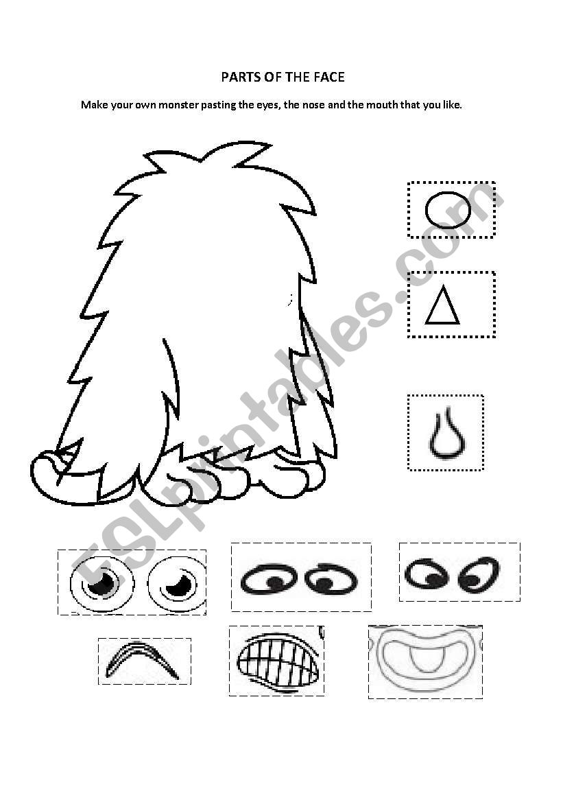 Parts of the face worksheet