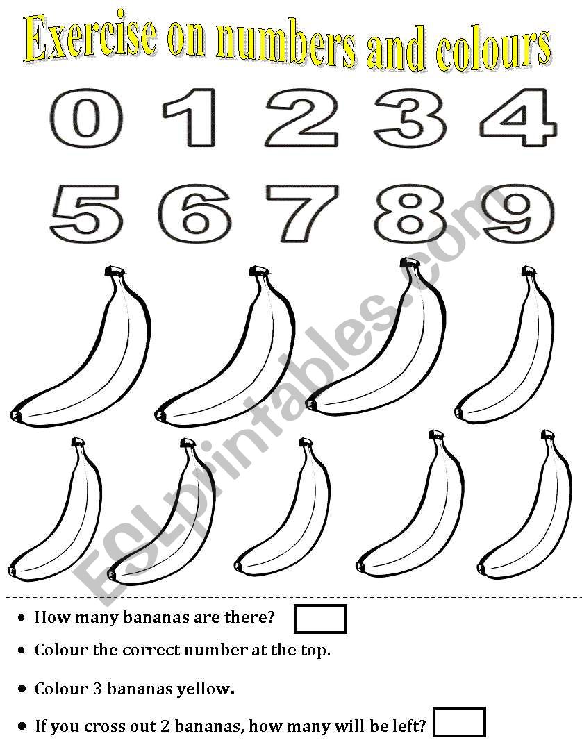 Numbers & Colouring Worksheet worksheet