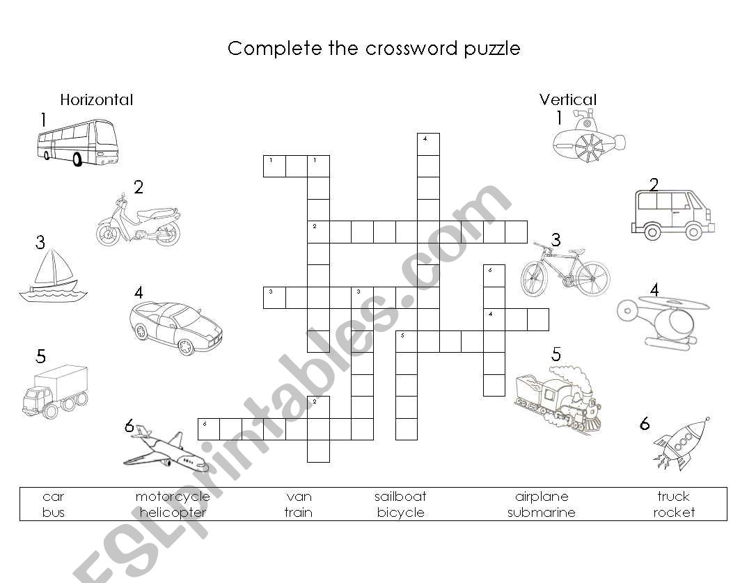 Means of transportation worksheet