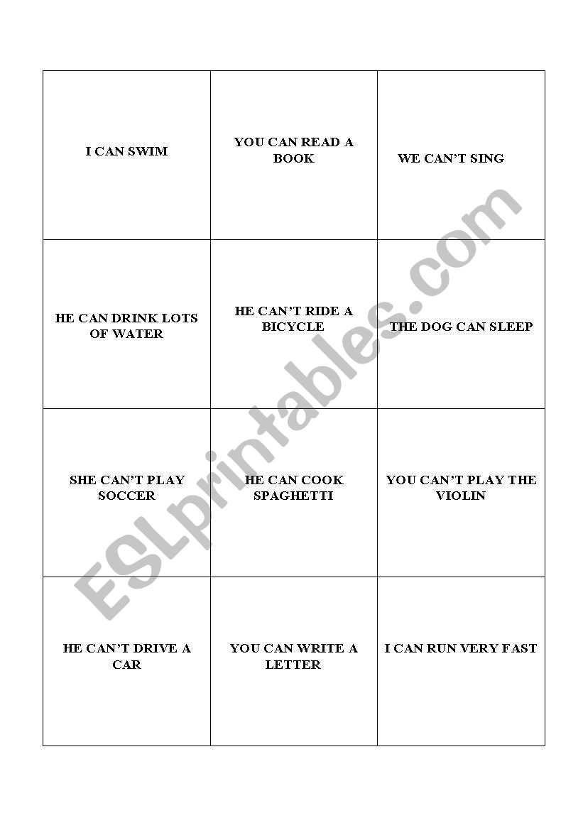CAN MEMORY GAME worksheet