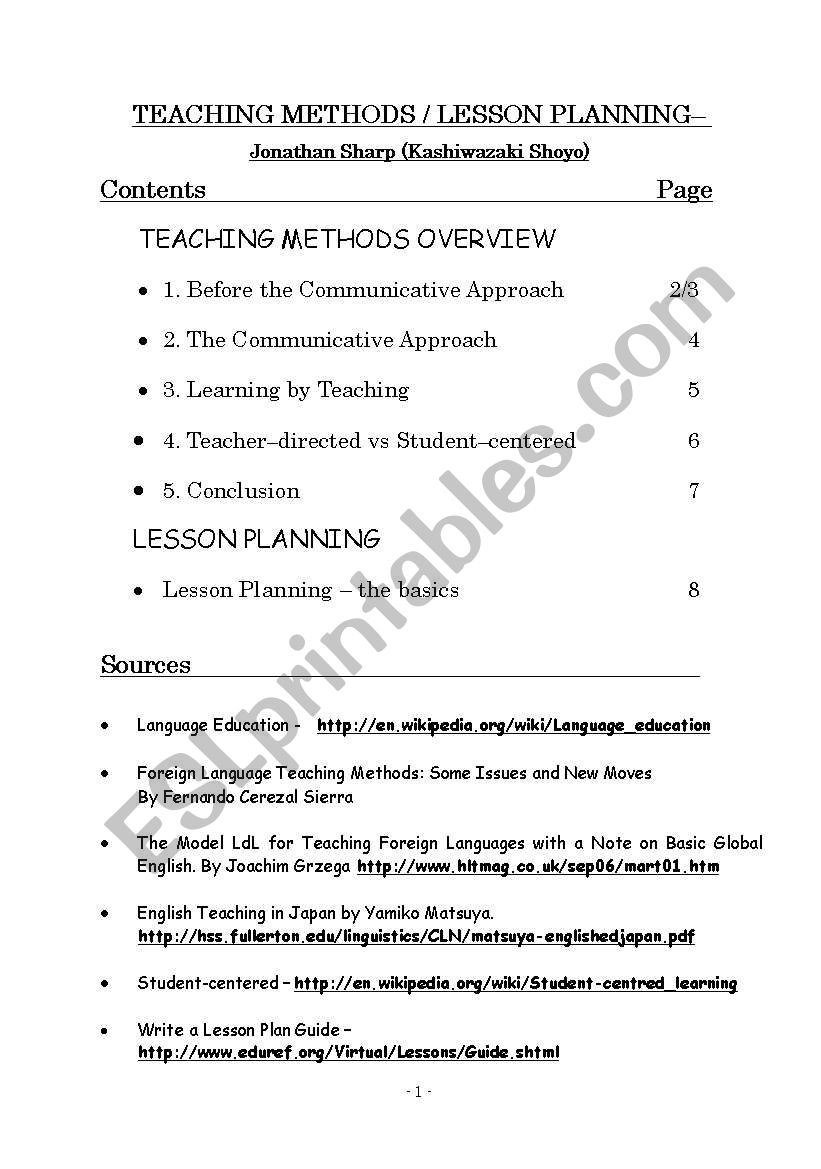 teaching method lesson planning