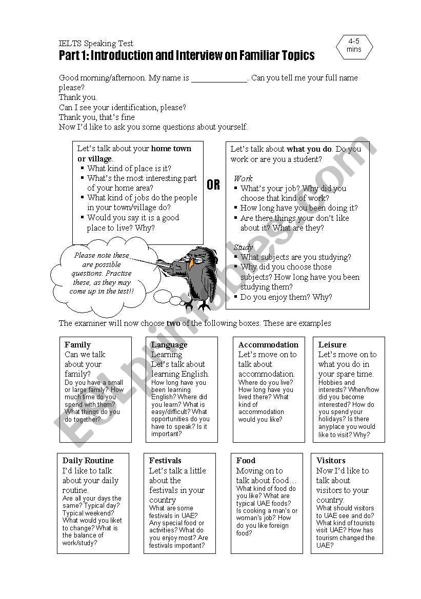 IELTS speaking part 2 worksheet