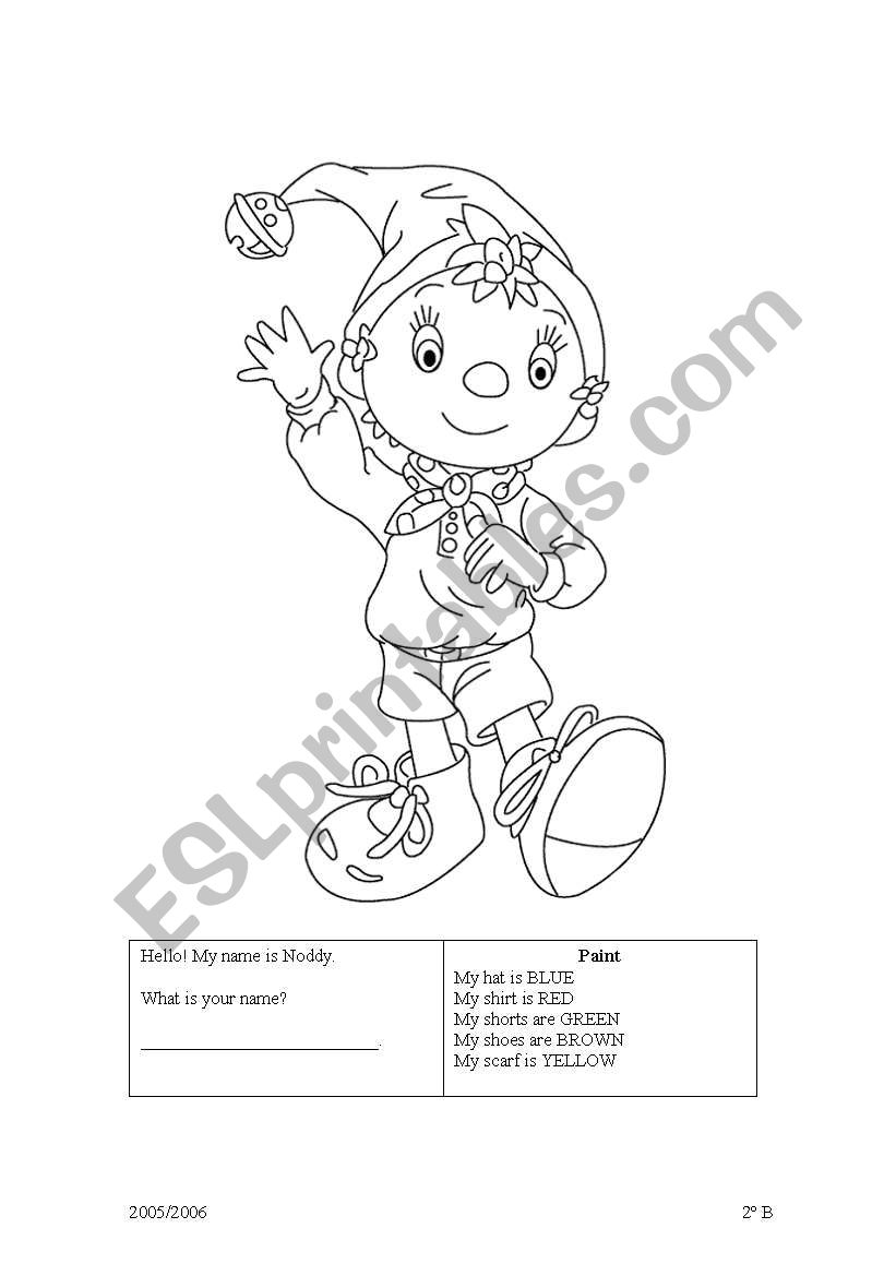 Colour Noddy worksheet