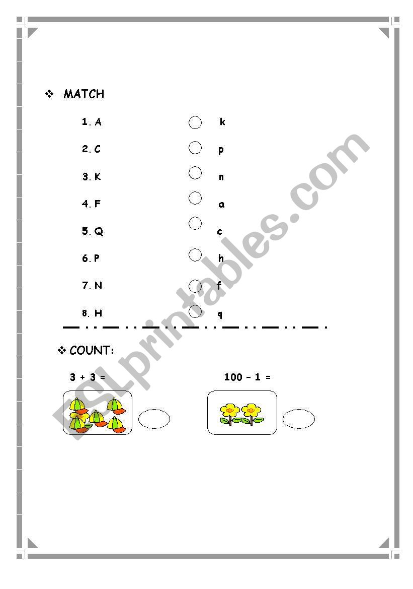 letters & numbers worksheet