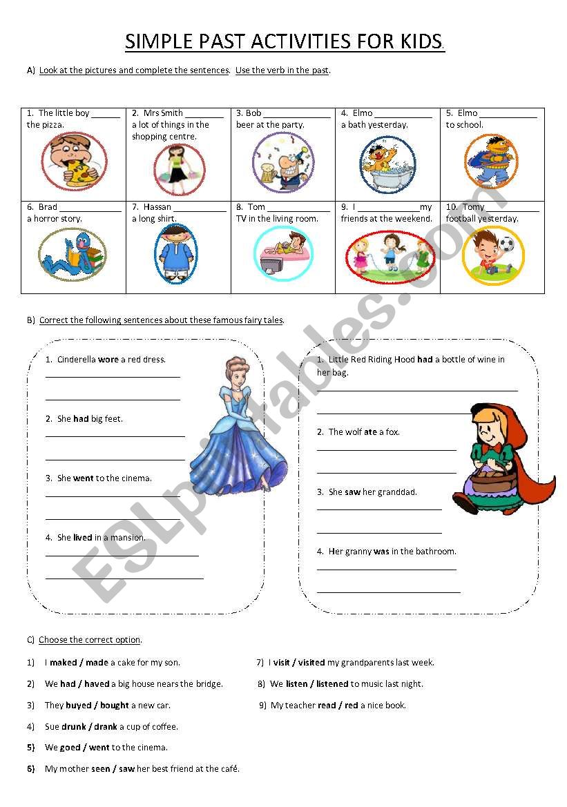 SIMPLE PAST FOR KIDS worksheet