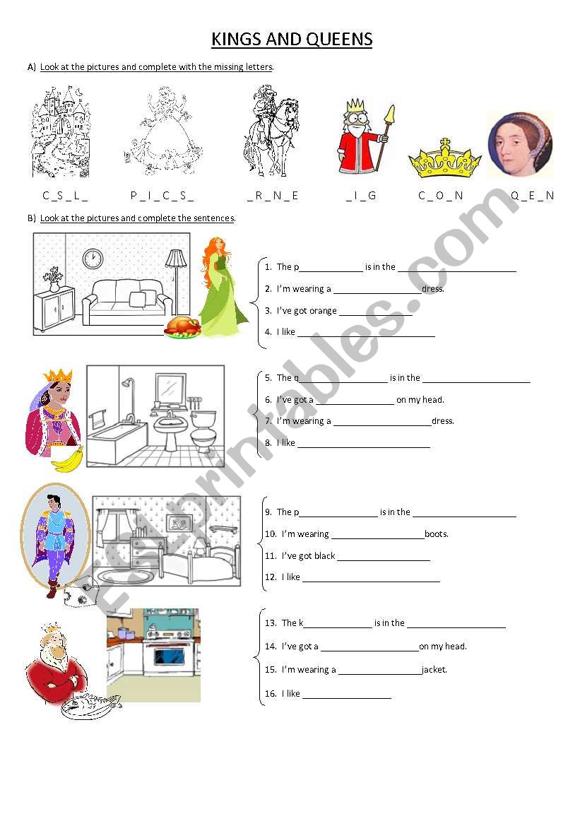 KINGS AND QUEENS worksheet