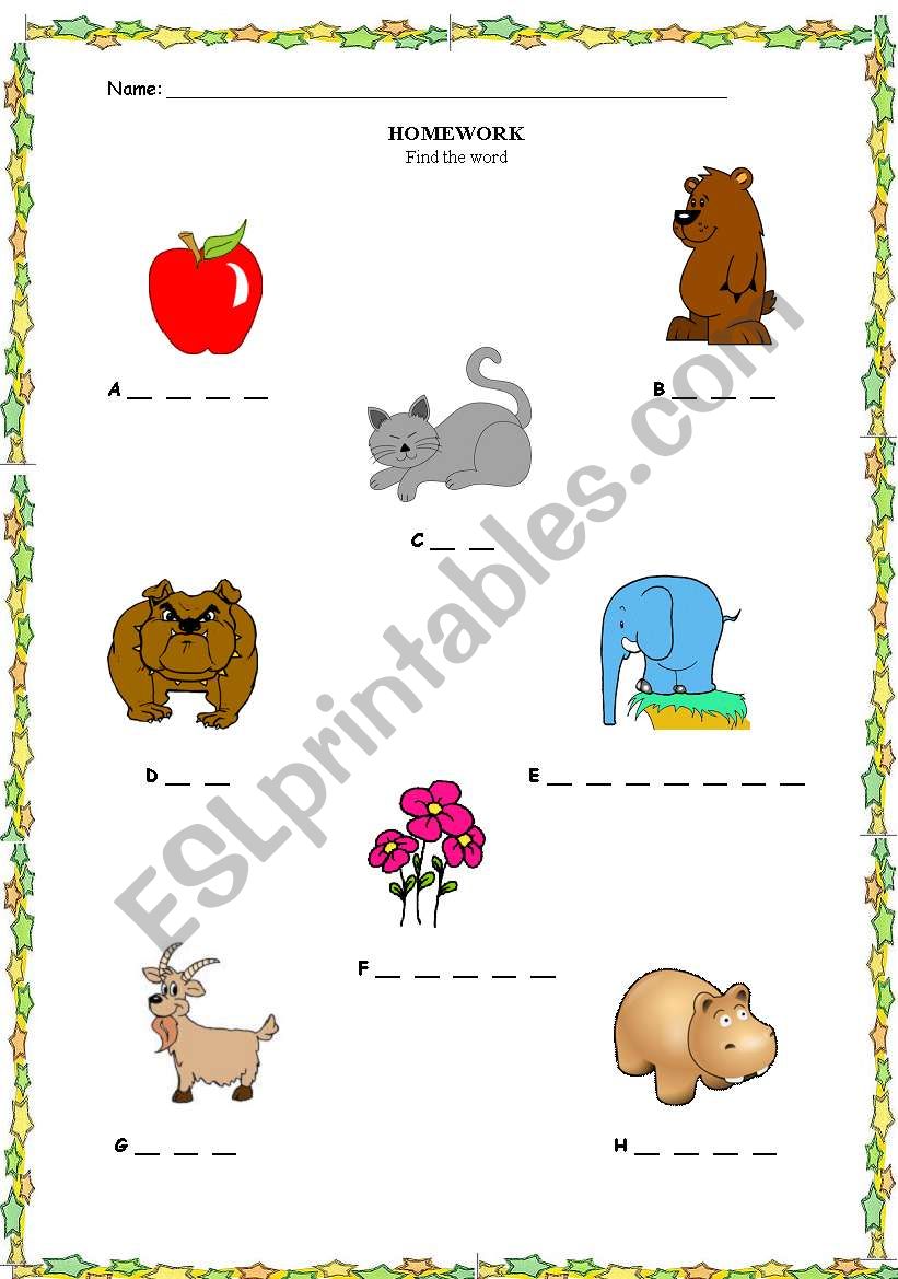 Alphabet Worksheet A-H worksheet