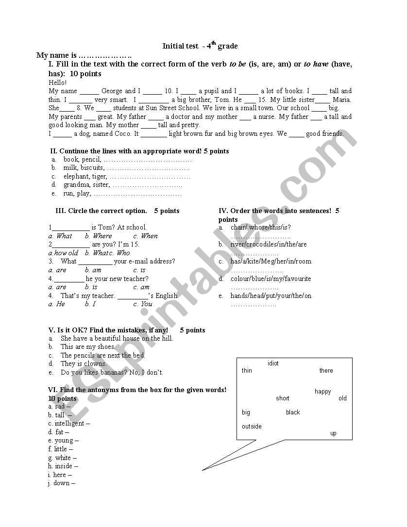  welcome back revision test worksheet