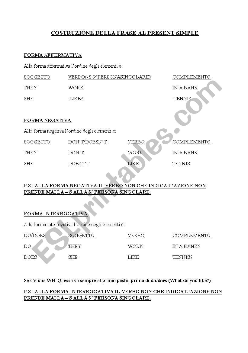present simple worksheet