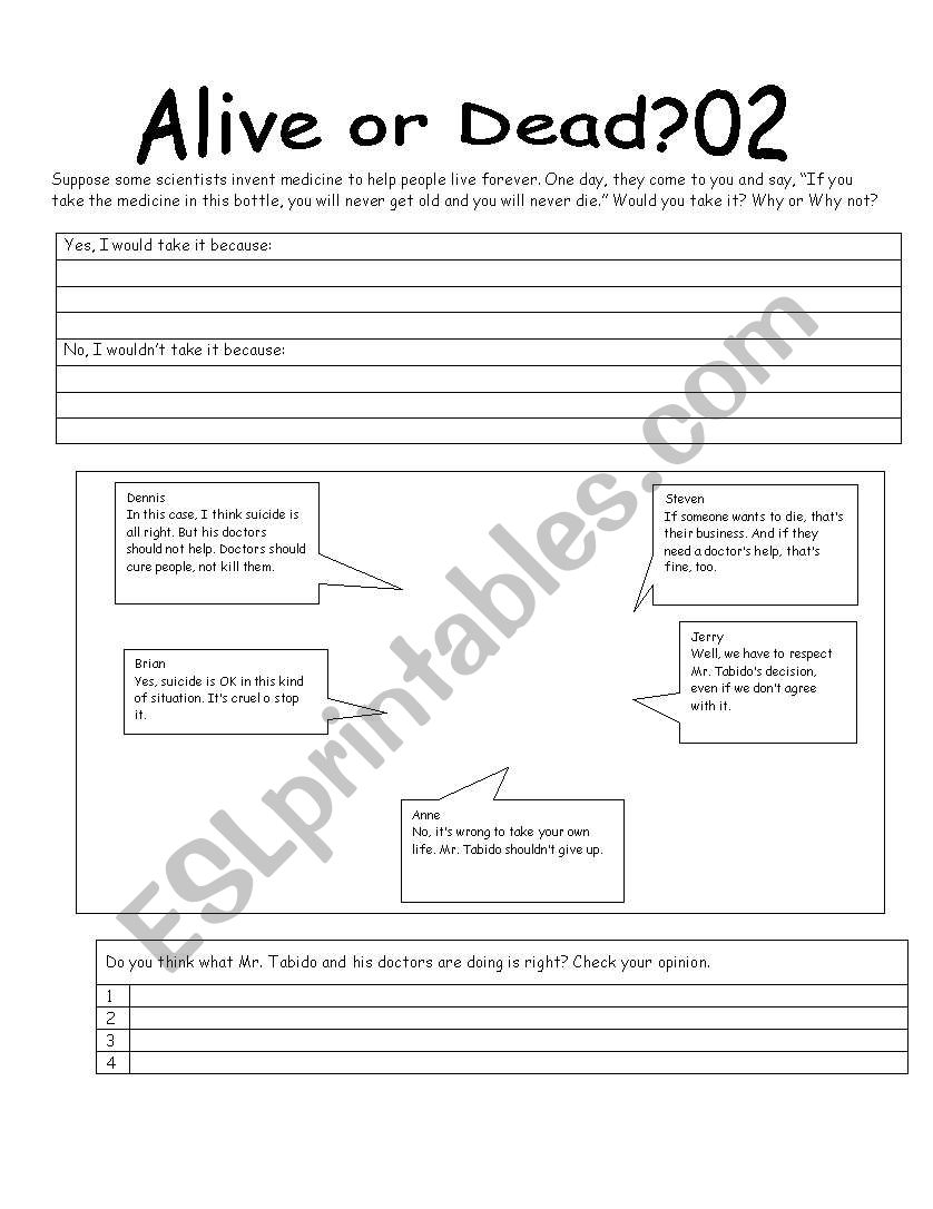 alive or dead 02 worksheet