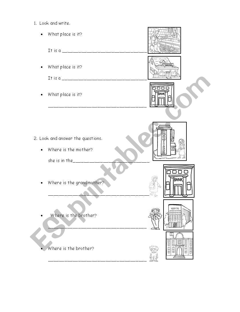 places and jobs worksheet