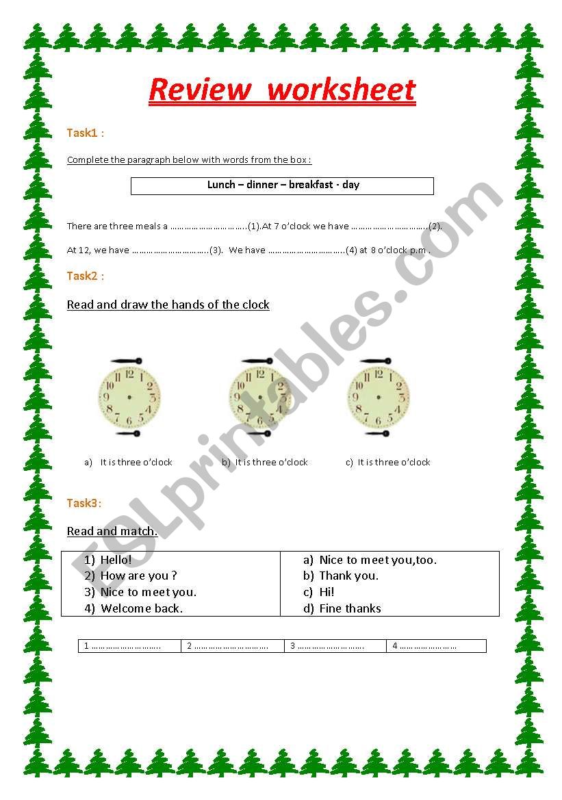 review worksheet worksheet