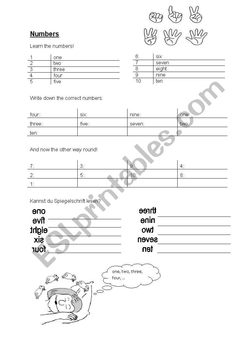 Numbers1 worksheet