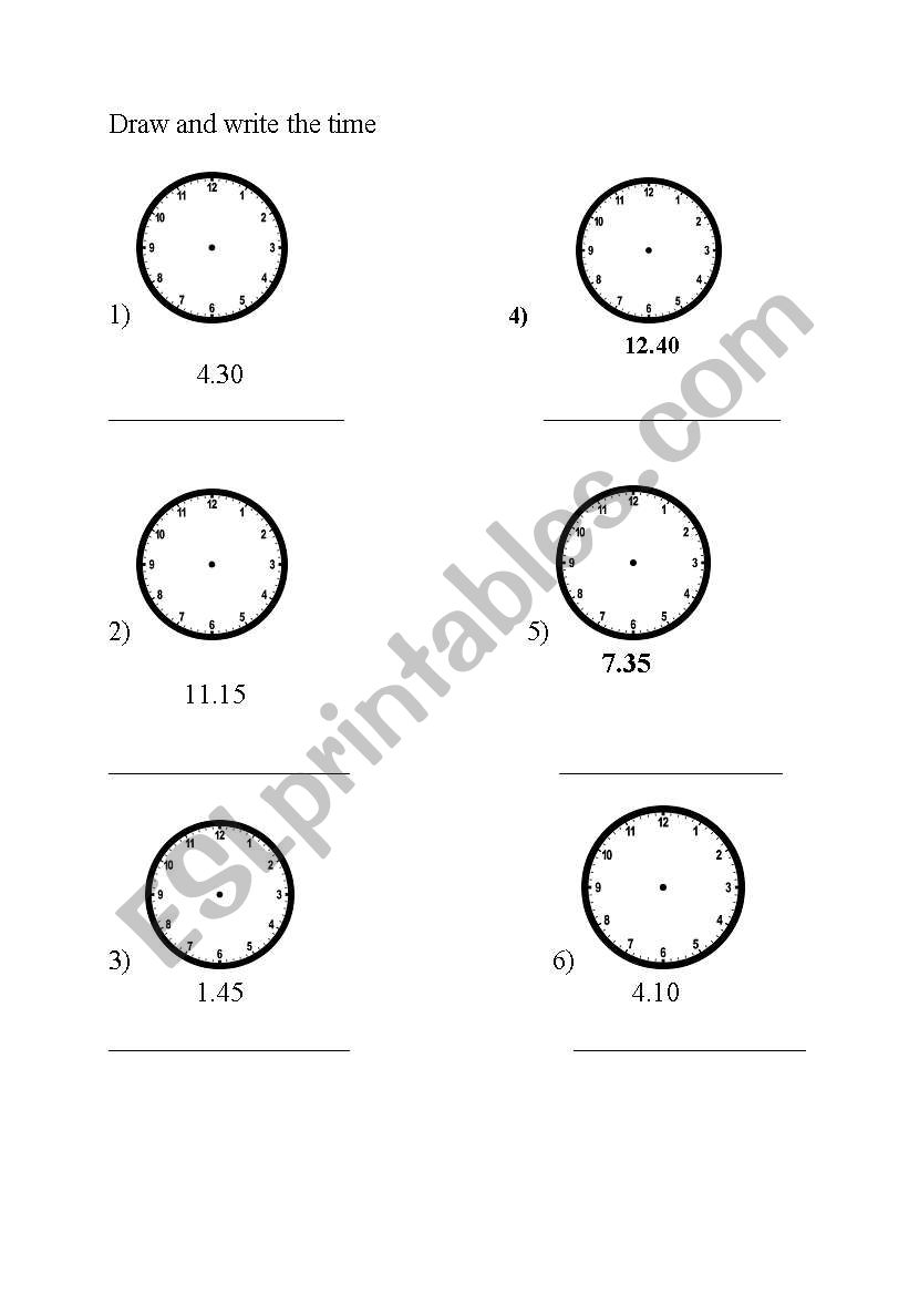 Clocks worksheet