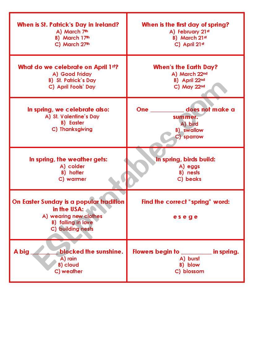 Spring boardgame - CARDS (Part 2)