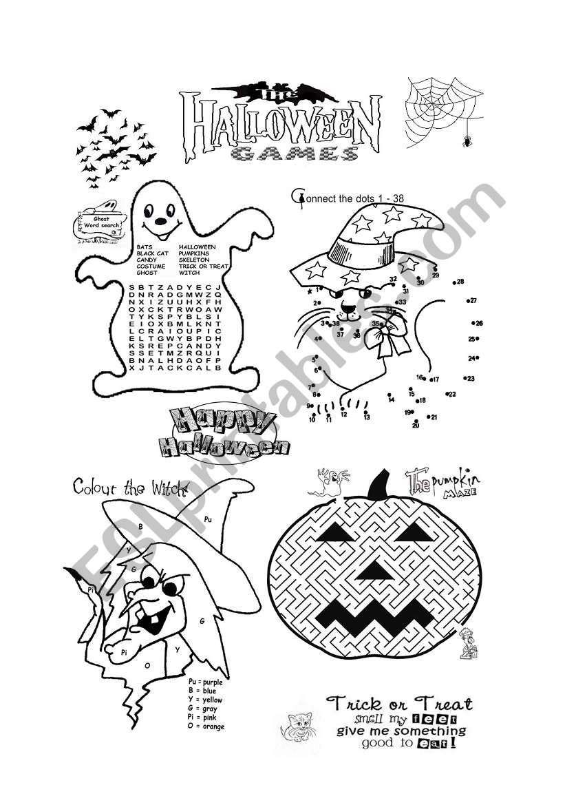 Halloween games worksheet