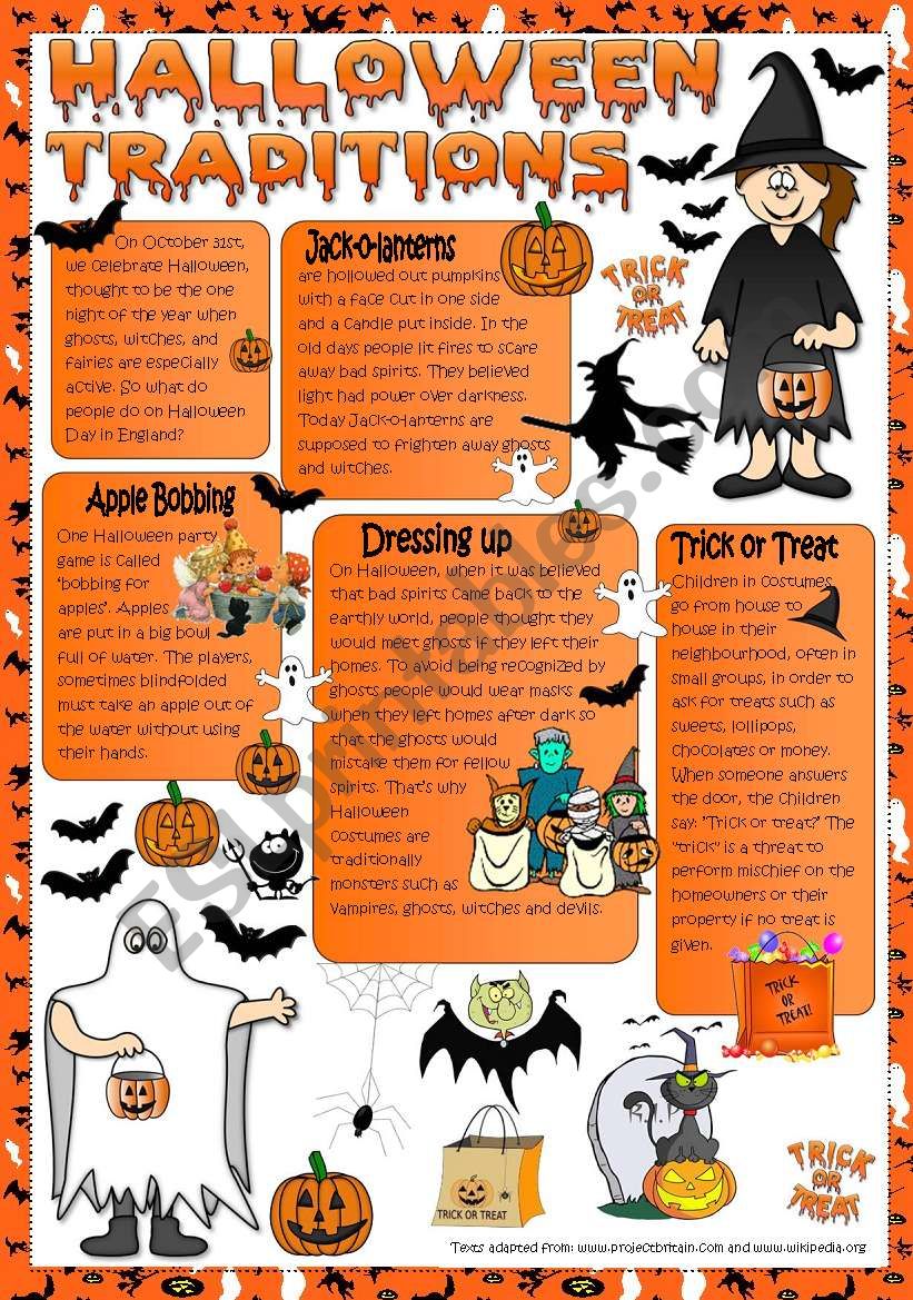 Halloween Taditions - reading worksheet