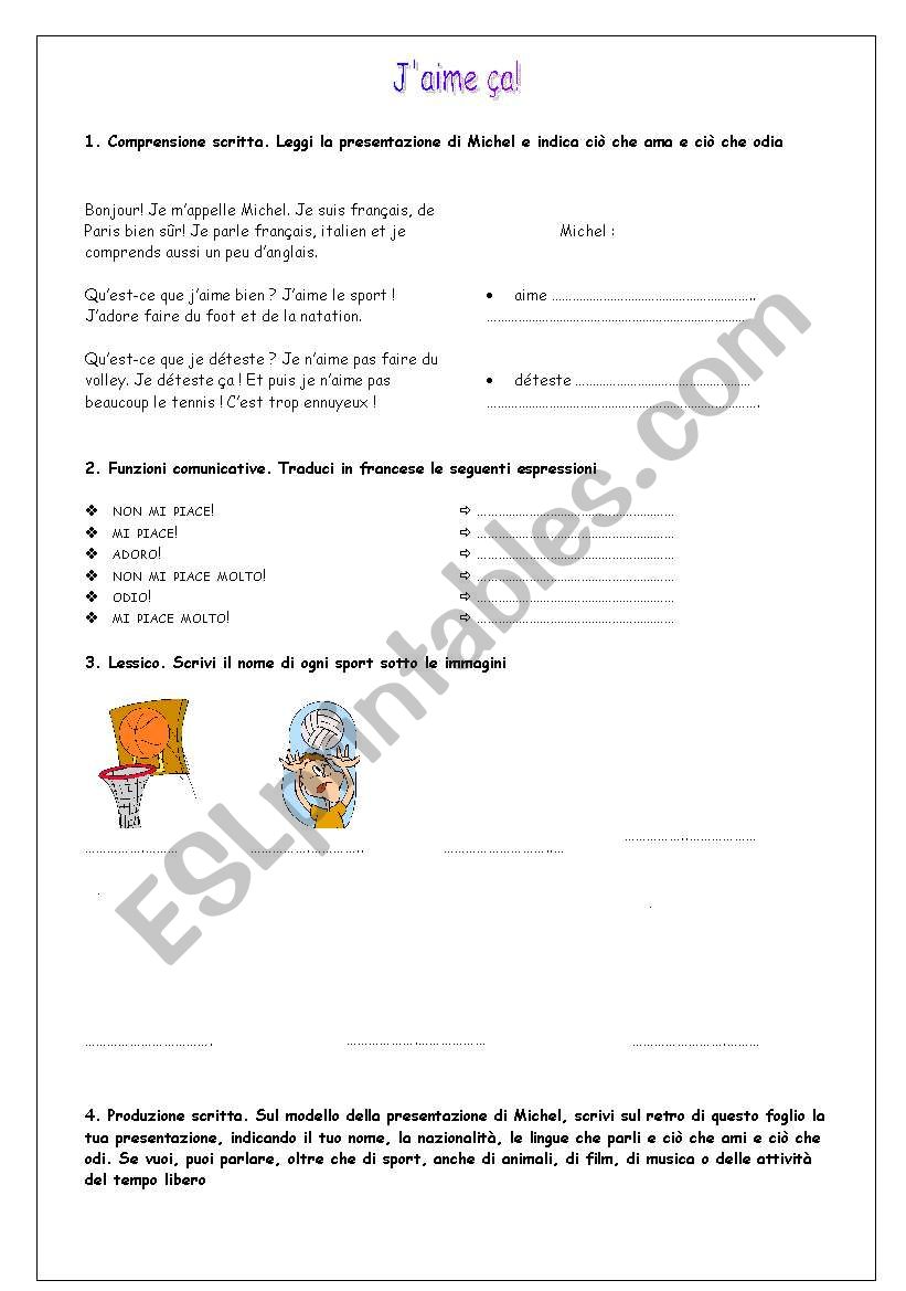 sport worksheet