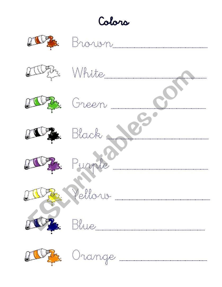 Colors tracing worksheet worksheet